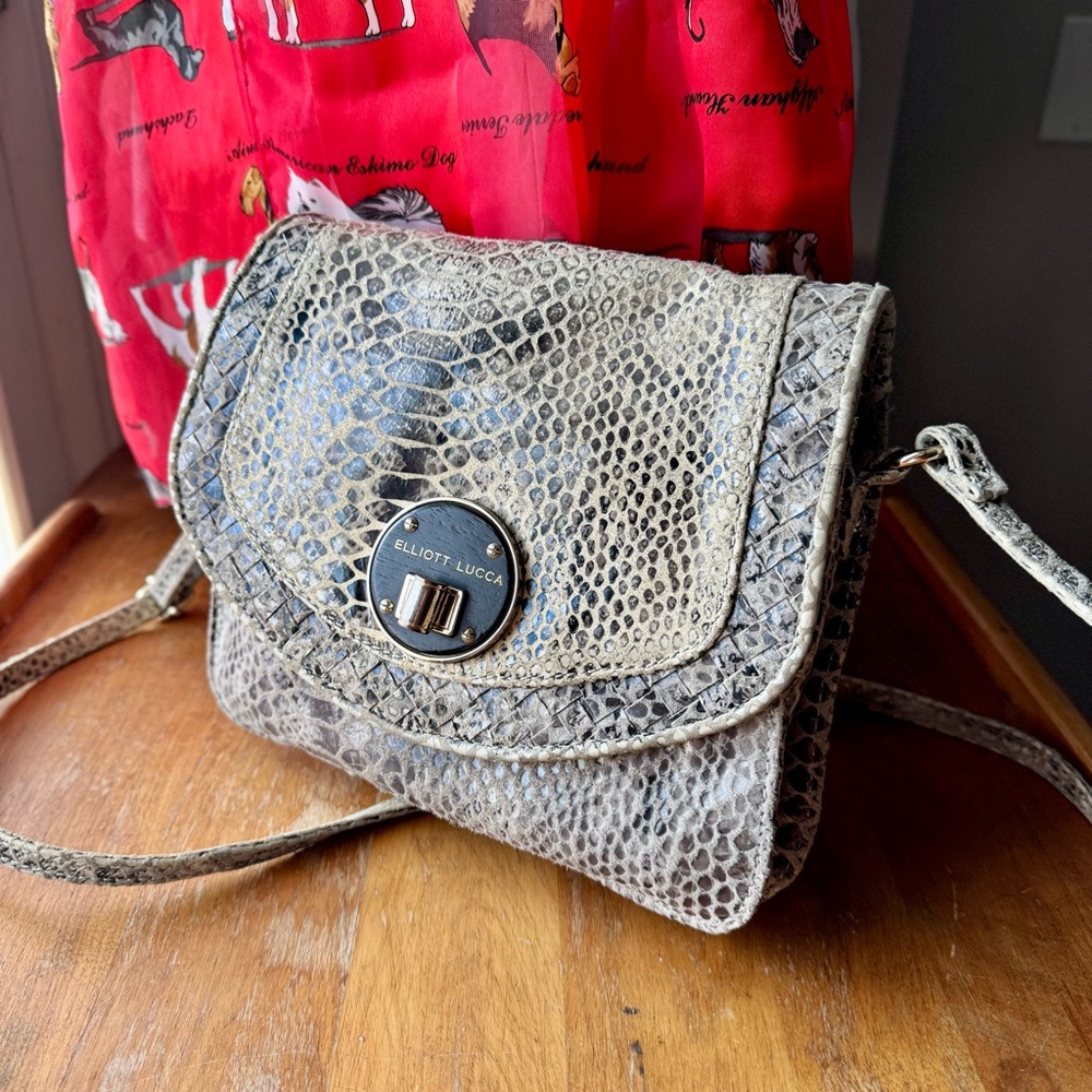Elliott Lucca Snake Multi Rojo Flap Crossbody Bag